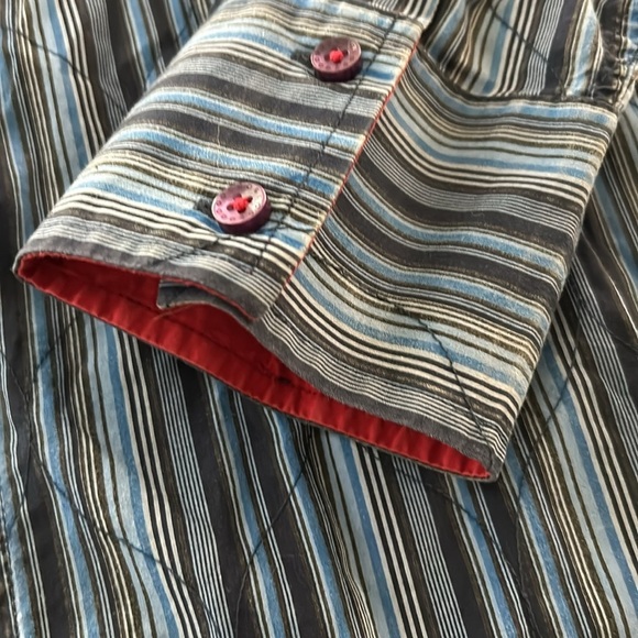 COOGI Men’s Casual Striped Button Up Top Stitch Quilted Design - Picture 4 of 9